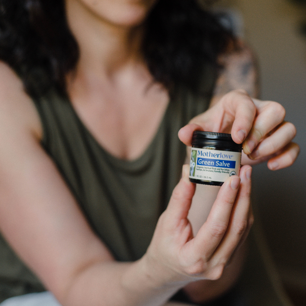 Motherlove USDA Organic Green Salve Herbal Balm for Outdoor Adventures | Soothing Scrapes, Bumps, Bruises, Bug Bites