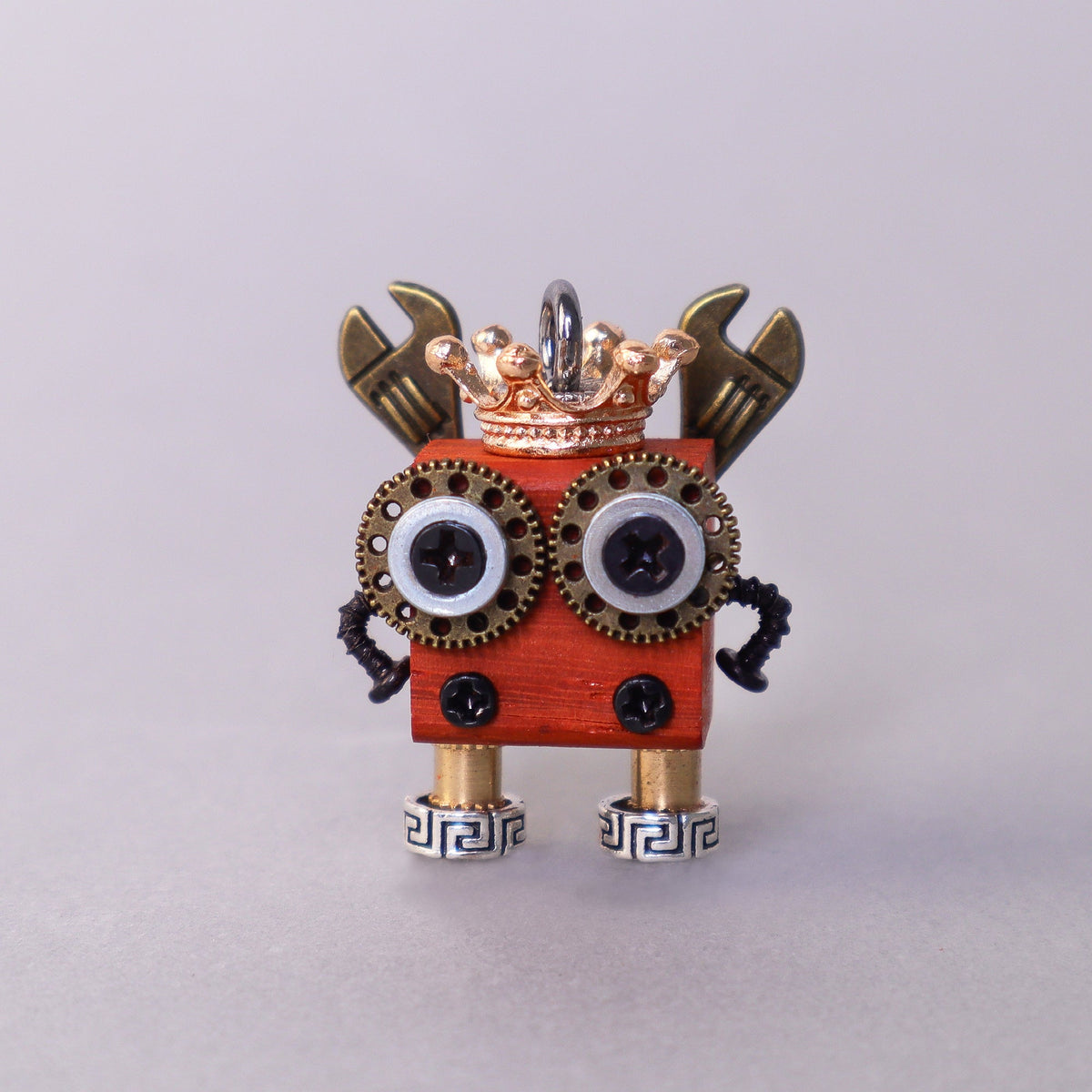 Kitsville Handcrafted Wooden Bot – Necklace, Keychain or Mini Decor