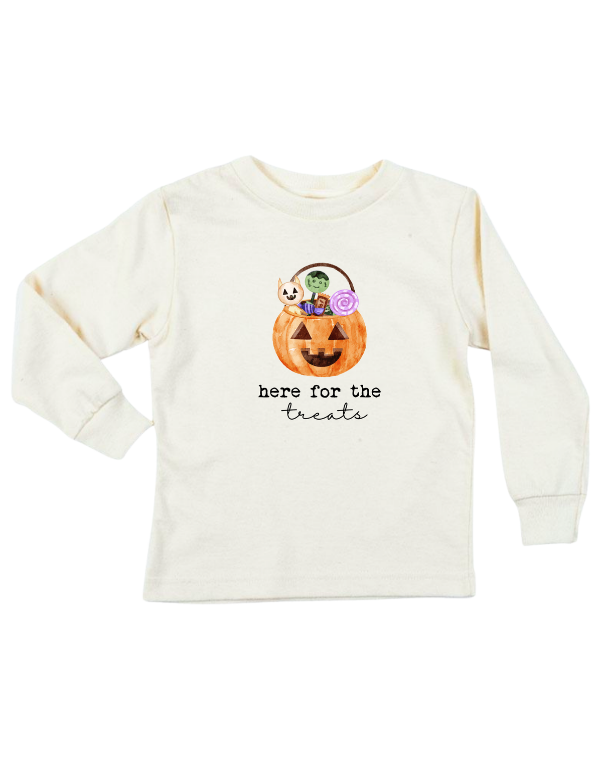 Here For The Treats Organic Cotton Kids T-Shirt – Long Sleeve, 2Y–12Y