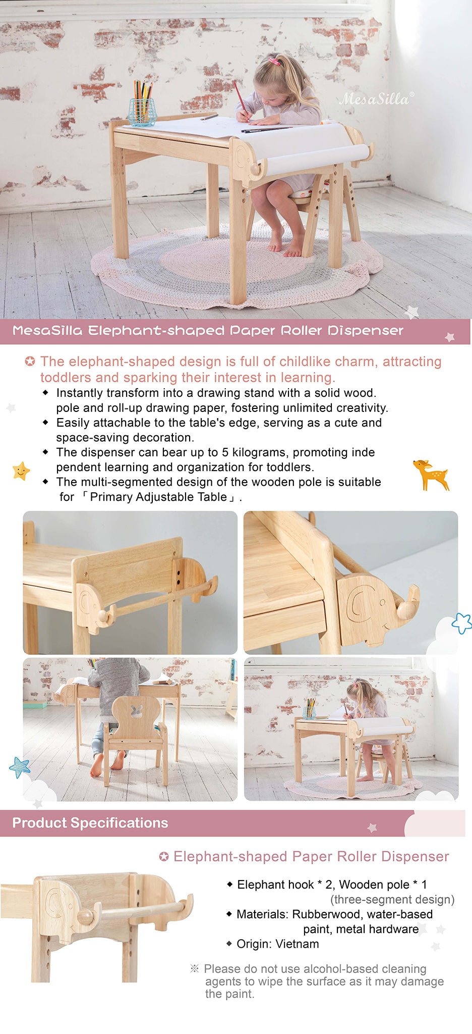 MesaSilla Add-On Paper Roll Dispenser with Elephant Bracket