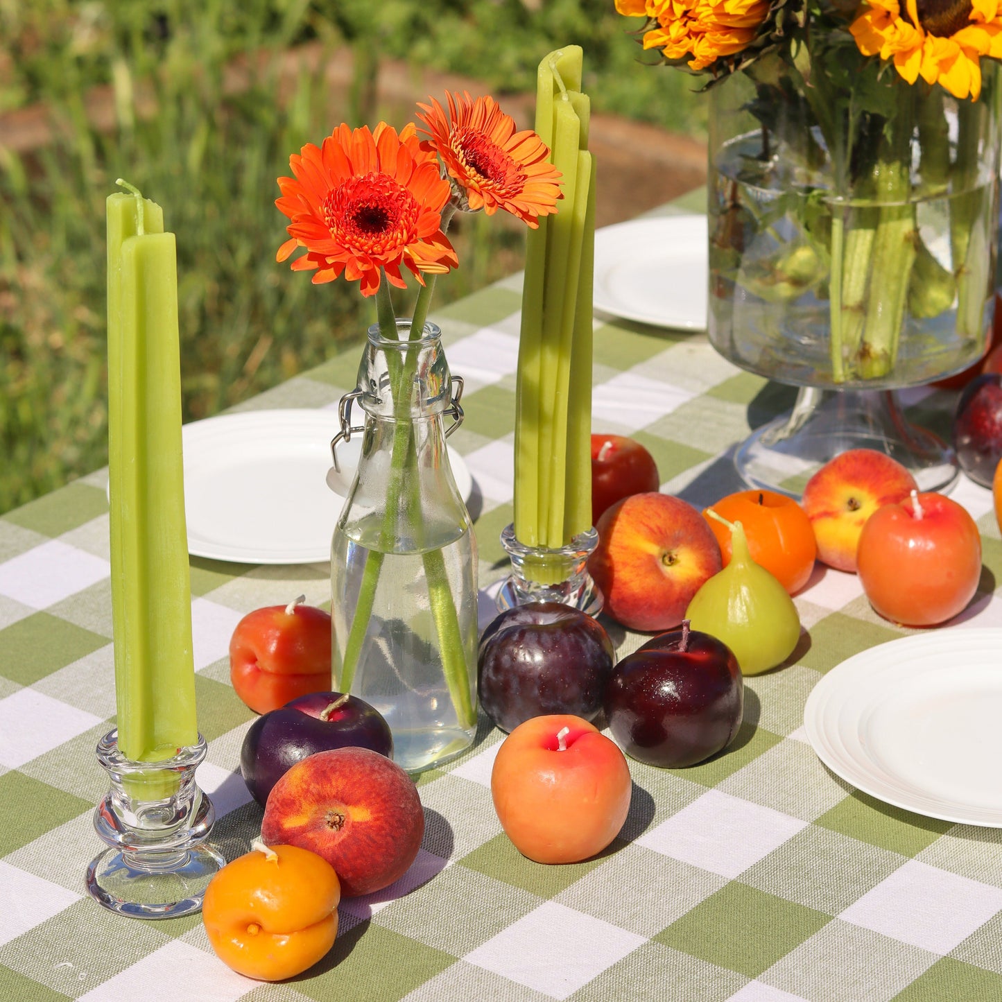 BEESWAX CELERY TAPER CANDLES - SET OF 2