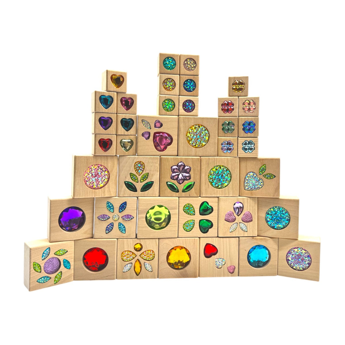 Green Elephant Sparkle Garden Wooden Gem Block Set with Tray – 30 or 40 Pieces