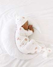 Load image into Gallery viewer, Luna + Luca Over the Moon Bamboo Knotted Baby Sleep Gown + Hat