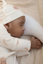 Load image into Gallery viewer, Luna + Luca Over the Moon Bamboo Knotted Baby Sleep Gown + Hat