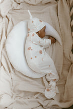Load image into Gallery viewer, Luna + Luca Over the Moon Bamboo Knotted Baby Sleep Gown + Hat