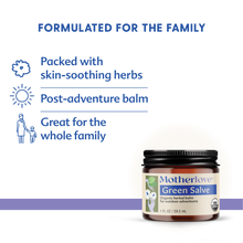 Load image into Gallery viewer, Motherlove USDA Organic Green Salve Herbal Balm for Outdoor Adventures | Soothing Scrapes, Bumps, Bruises, Bug Bites