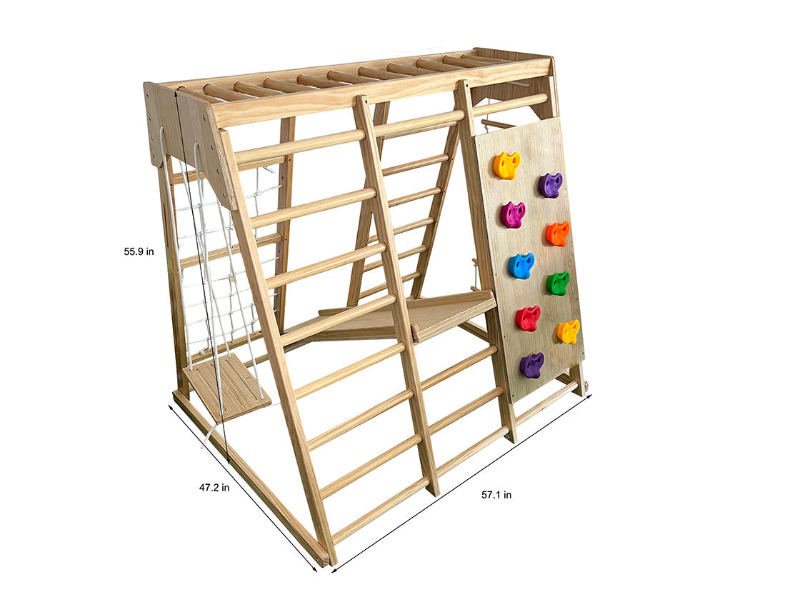 Avenlur Magnolia - Outdoor and Indoor - Real Wood Eco-Friendly 7-in-1 Playset for Toddlers Little Kids