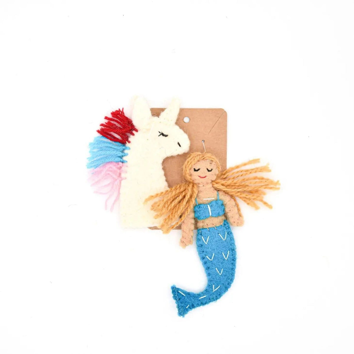 Mermaid & Unicorn Finger Puppet Set – Handmade Wool Felt Pretend Play Toy