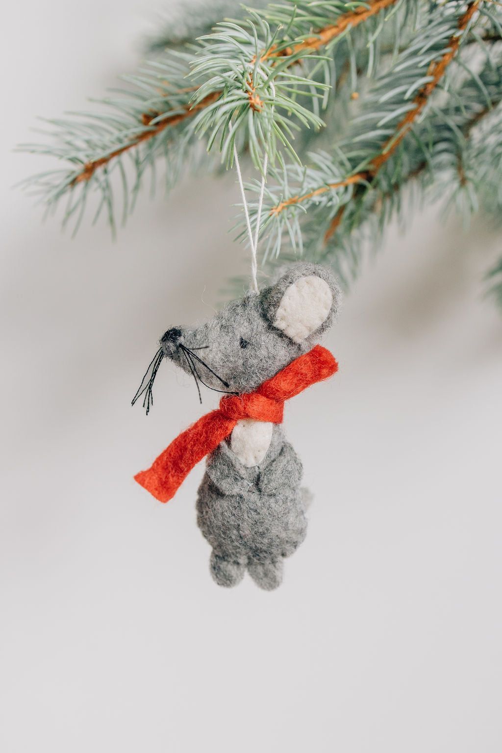 Mouse Ornament – Handmade Wool Felt Holiday Decor