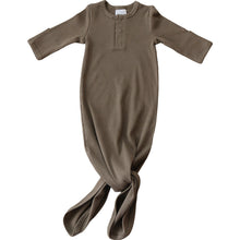 Load image into Gallery viewer, Mebie Baby Organic Cotton Ribbed Knot Gown | Cocoa