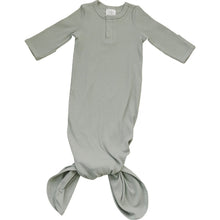 Load image into Gallery viewer, Mebie Baby Sage Organic Cotton Ribbed Knot Gown