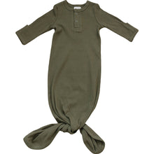 Load image into Gallery viewer, Mebie Baby Winter Green Organic Cotton Ribbed Knot Gown