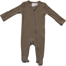 Load image into Gallery viewer, Mebie Baby Cocoa Organic Cotton Ribbed Footed Zipper