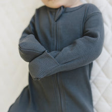 Load image into Gallery viewer, Mebie Baby Charcoal Organic Cotton Ribbed Zipper