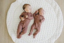 Load image into Gallery viewer, Mebie Baby Organic Cotton Ribbed Zipper Footed Pajamas Onesie | Dusty Rose