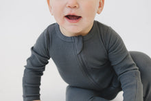 Load image into Gallery viewer, Mebie Baby Charcoal Organic Cotton Ribbed Zipper