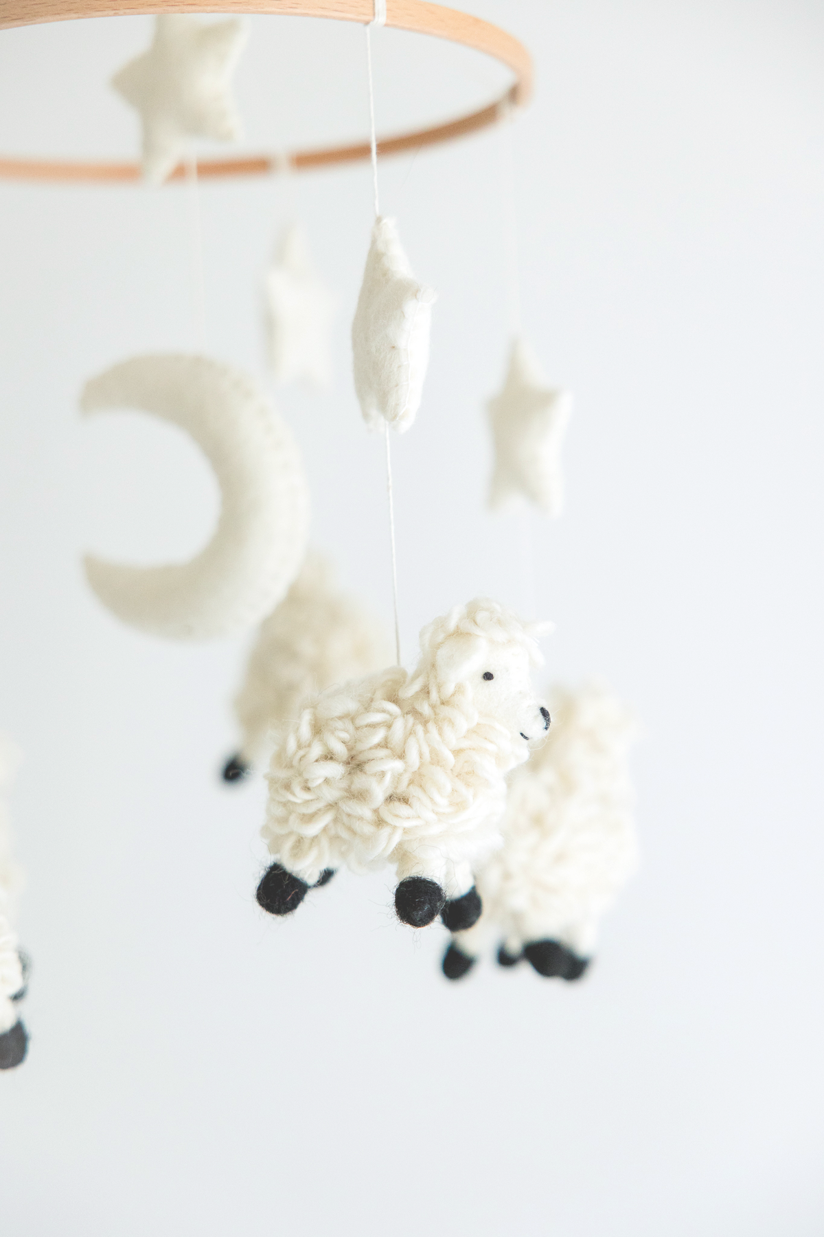 Sheep Crib Mobile – Handmade Wool Felt Nursery Decor