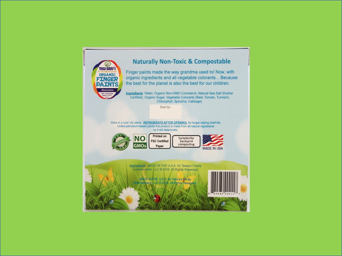 Tessa Bunny's Organic Finger Paints – Plant-Based Colors, Washable, Made in USA