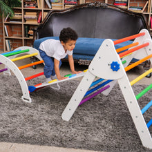 Load image into Gallery viewer, Wood and Hearts Eco-Friendly Wooden Montessori Climbing 3-in-1 Set | Foldable Triangle, Climbing Arch, Rocker Board