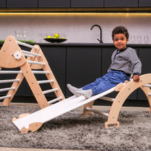 Load image into Gallery viewer, Wood and Hearts Eco-Friendly Wooden Montessori Climbing 3-in-1 Set | Foldable Triangle, Climbing Arch, Rocker Board