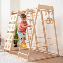 Load image into Gallery viewer, Wood and Hearts Eco-Friendly Natural Wooden Climbing Indoor Playground Jungle Gym