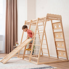Load image into Gallery viewer, Wood and Hearts Eco-Friendly Natural Wooden Climbing Indoor Playground Jungle Gym