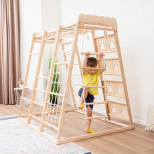 Load image into Gallery viewer, Wood and Hearts Eco-Friendly Natural Wooden Climbing Indoor Playground Jungle Gym