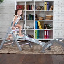 Load image into Gallery viewer, Wood and Hearts Eco-Friendly Wooden Montessori Climbing 3-in-1 Set | Foldable Triangle, Climbing Arch, Rocker Board