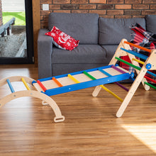 Load image into Gallery viewer, Wood and Hearts Eco-Friendly Wooden Montessori Climbing 3-in-1 Set | Foldable Triangle, Climbing Arch, Rocker Board