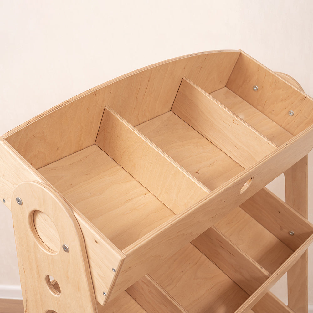 Wood and Hearts Eco-Friendly Natural Wooden Montessori Toy Storage Organizer