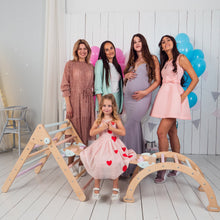 Load image into Gallery viewer, Wood and Hearts Eco-Friendly Wooden Montessori Climbing 3-in-1 Set | Foldable Triangle, Climbing Arch, Rocker Board