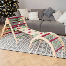 Load image into Gallery viewer, Wood and Hearts Eco-Friendly Wooden Montessori Climbing 3-in-1 Set | Foldable Triangle, Climbing Arch, Rocker Board