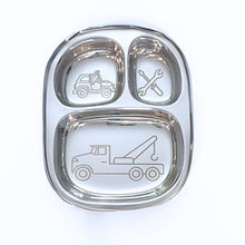 Load image into Gallery viewer, Busy Benny Truck Themed Stainless Steel Kids' Divided Plates Set(Two)