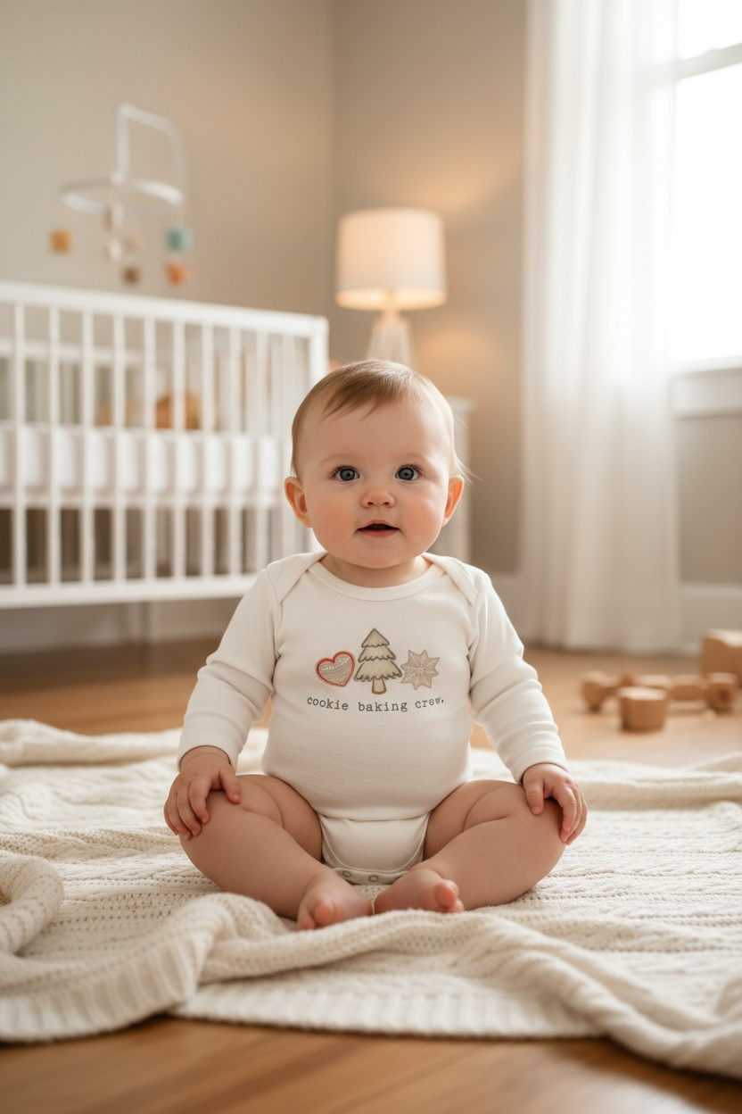 Cookie Baking Crew Organic Cotton Baby Bodysuit – Long Sleeve, 0–24M