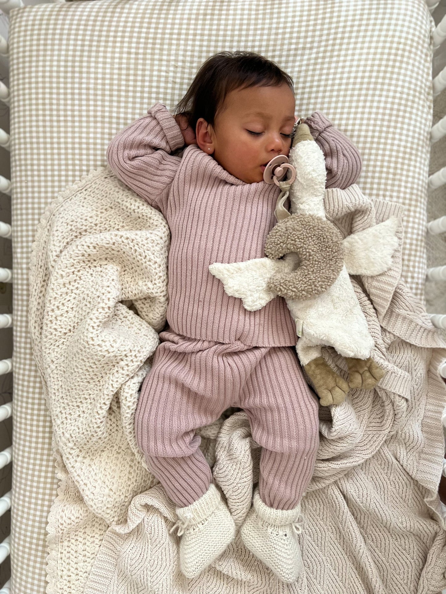 Luca + Luna Organic Cotton Chunky Rib Baby and Toddler Leggings - Dusty Petal