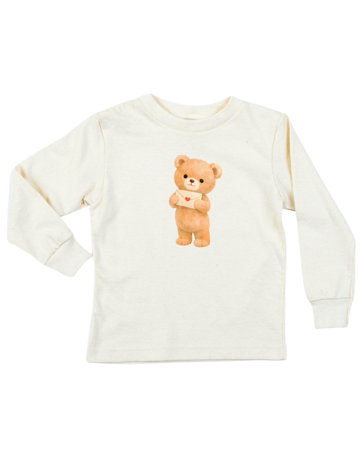 Love Letter Bear Organic Cotton Kids T-Shirt – Long Sleeve, 2Y–12Y