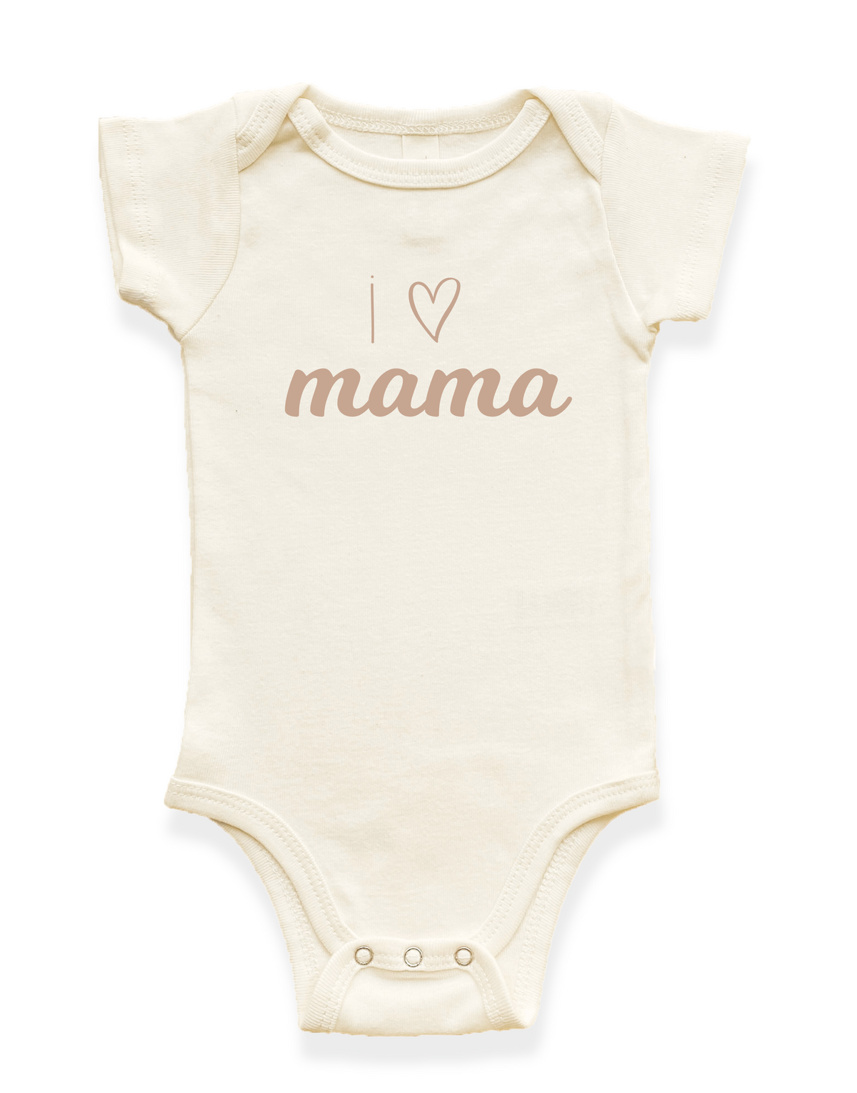 I Love Mama Organic Cotton Baby Bodysuit – Short Sleeve, 0–24M
