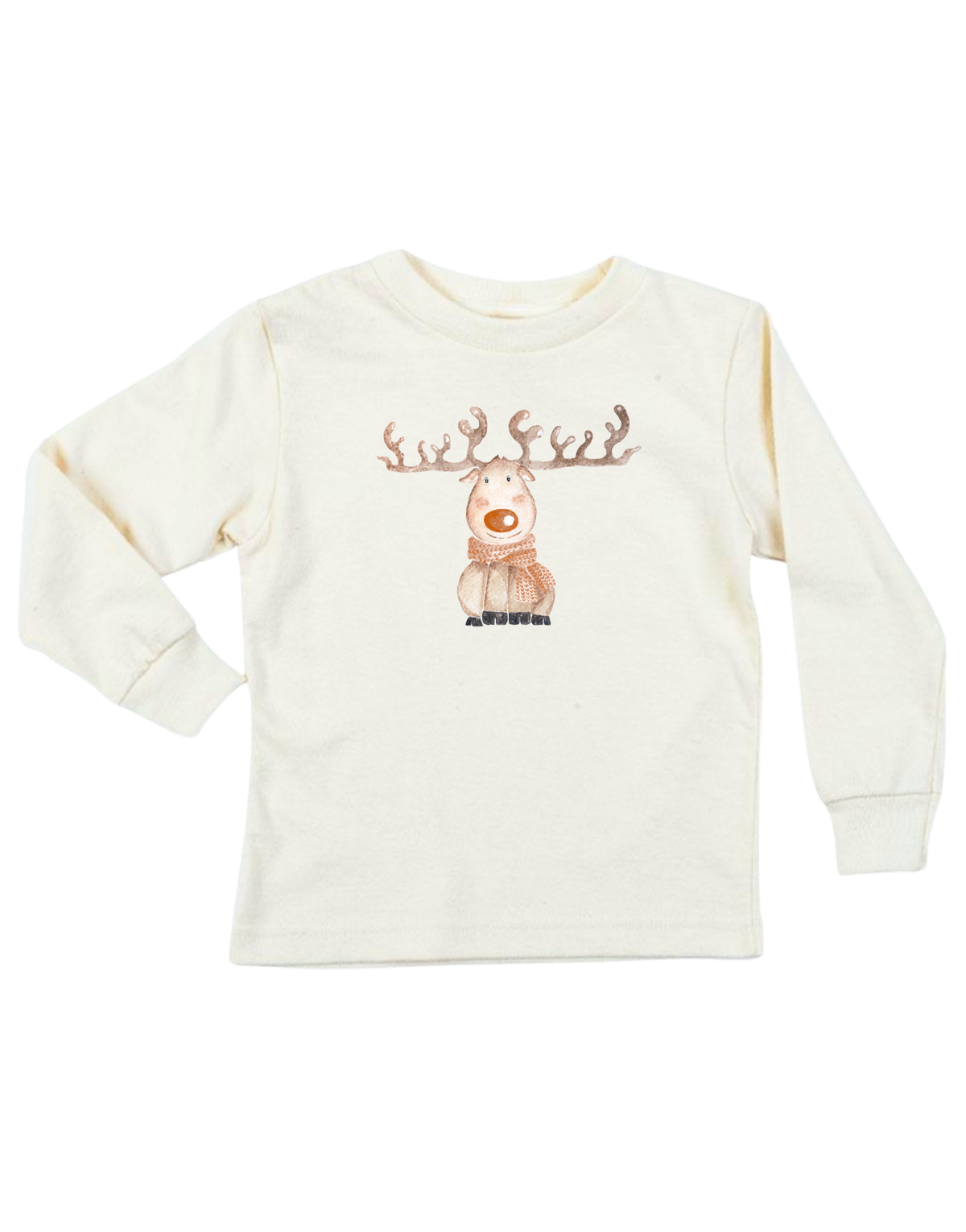 Reindeer Organic Cotton Kids T-Shirt – Long Sleeve, 2T–10Y