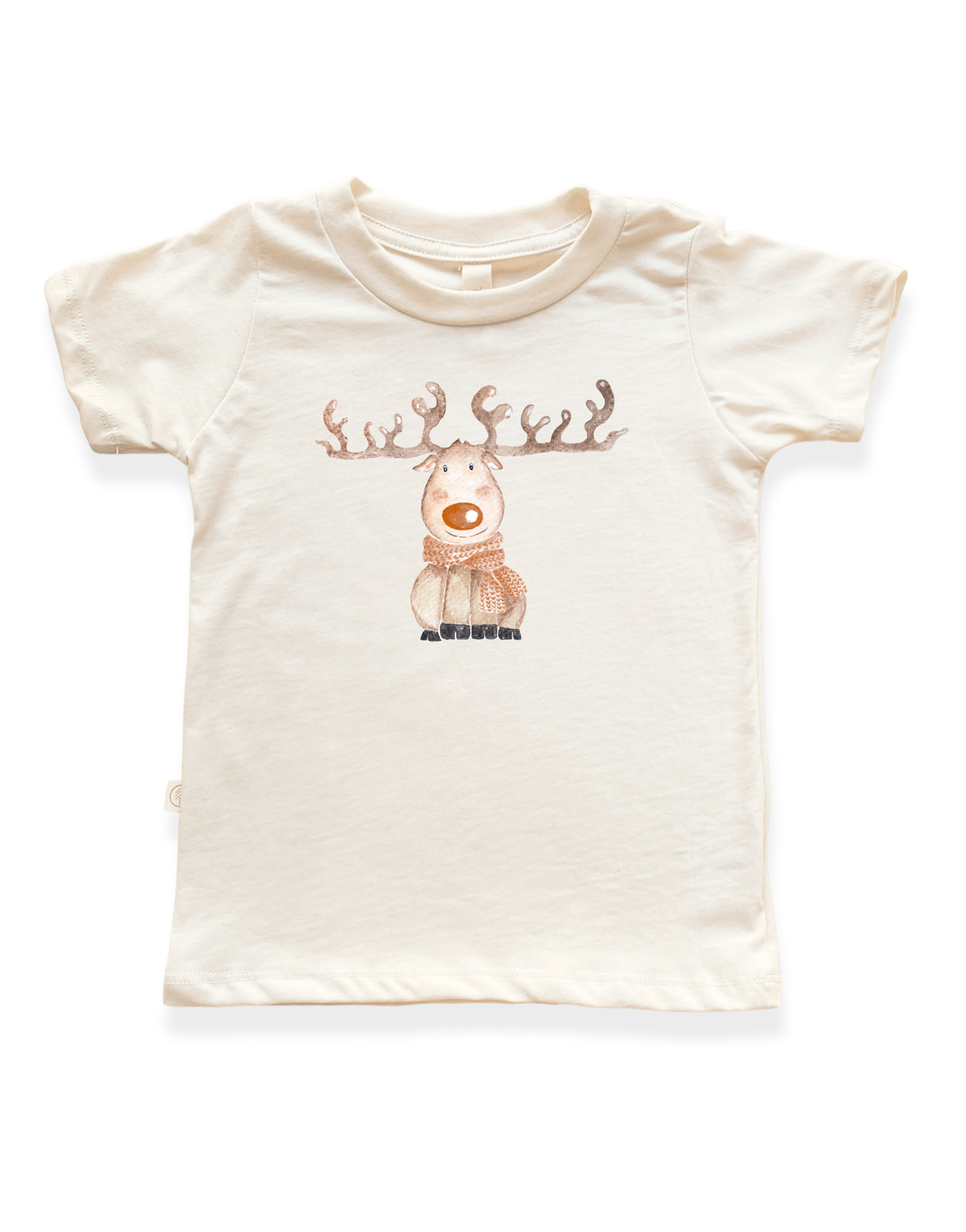 Reindeer Organic Cotton Kids T-Shirt – Short Sleeve, 2T–12Y