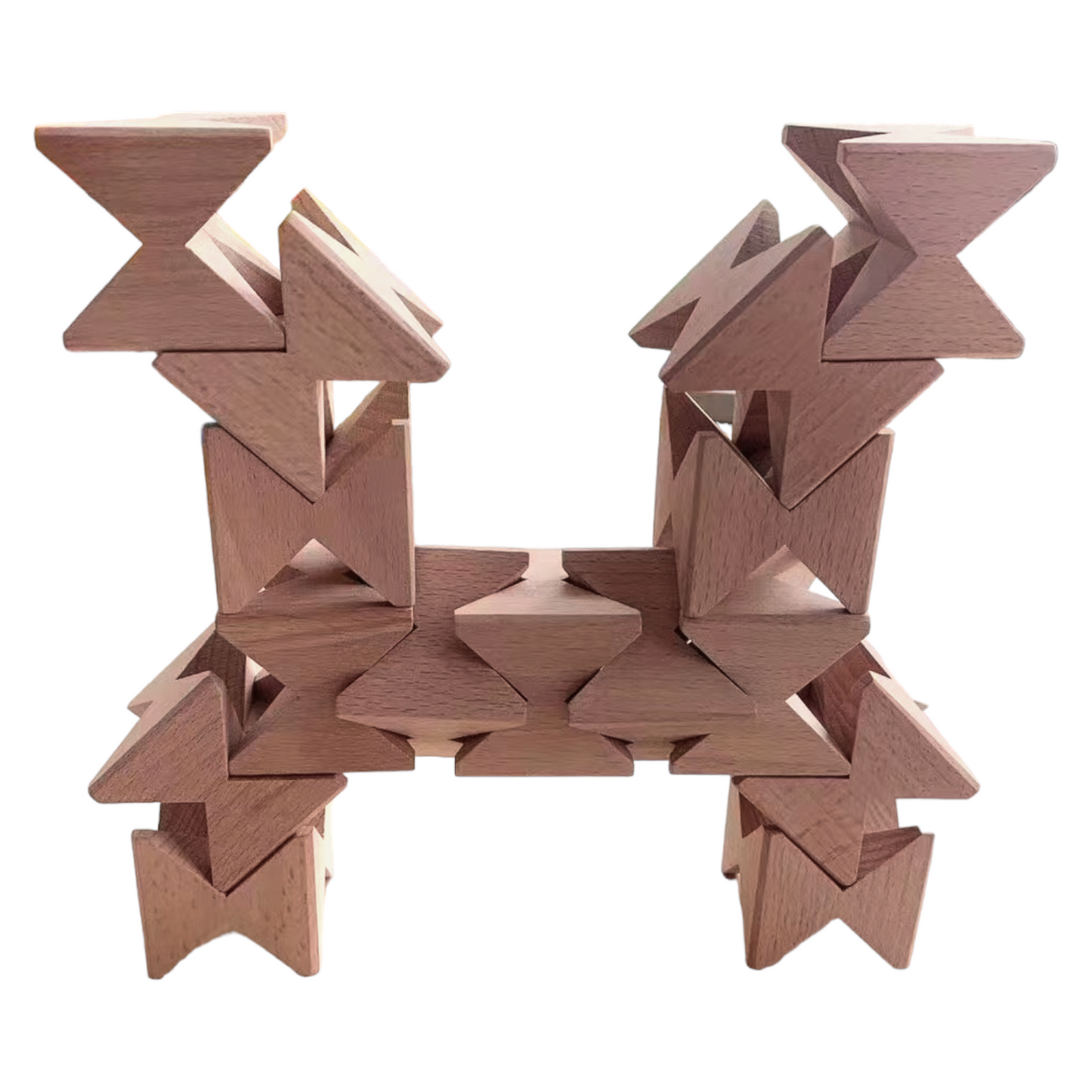 16 Pcs Natural Wooden Construction Puzzle Toy with Storage Tray