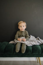 Load image into Gallery viewer, Mebie Baby Winter Green Organic Cotton Ribbed Zipper Onesie Pajamas
