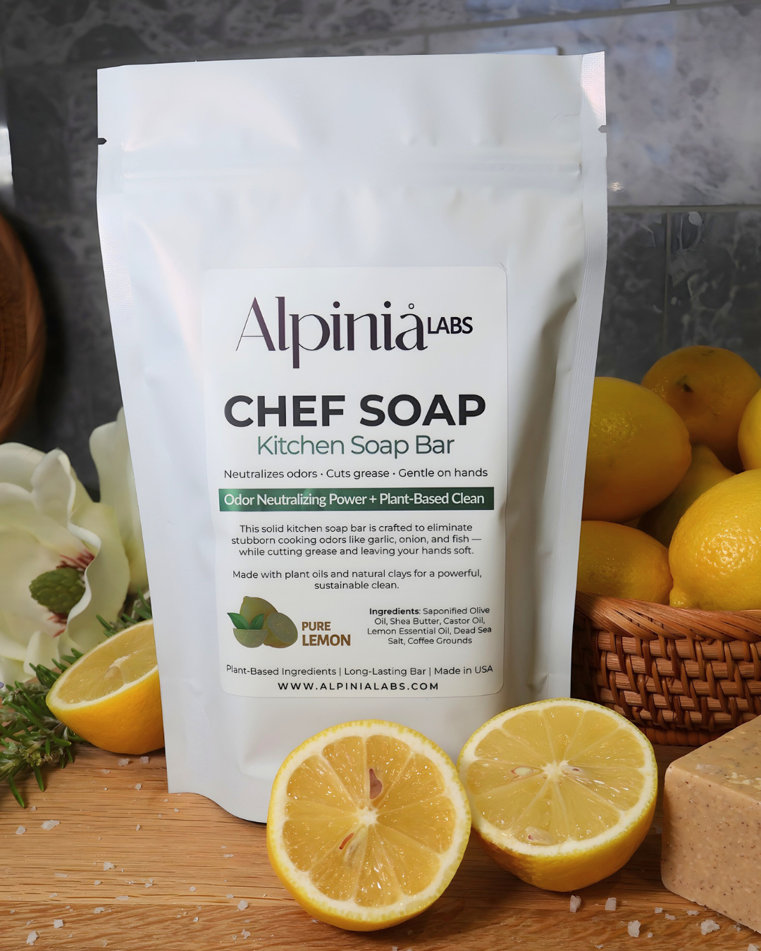 AlpiniåLabs Solid Kitchen Soap Bar - No Plastic Bottles, Cuts Grease Better Than Liquid