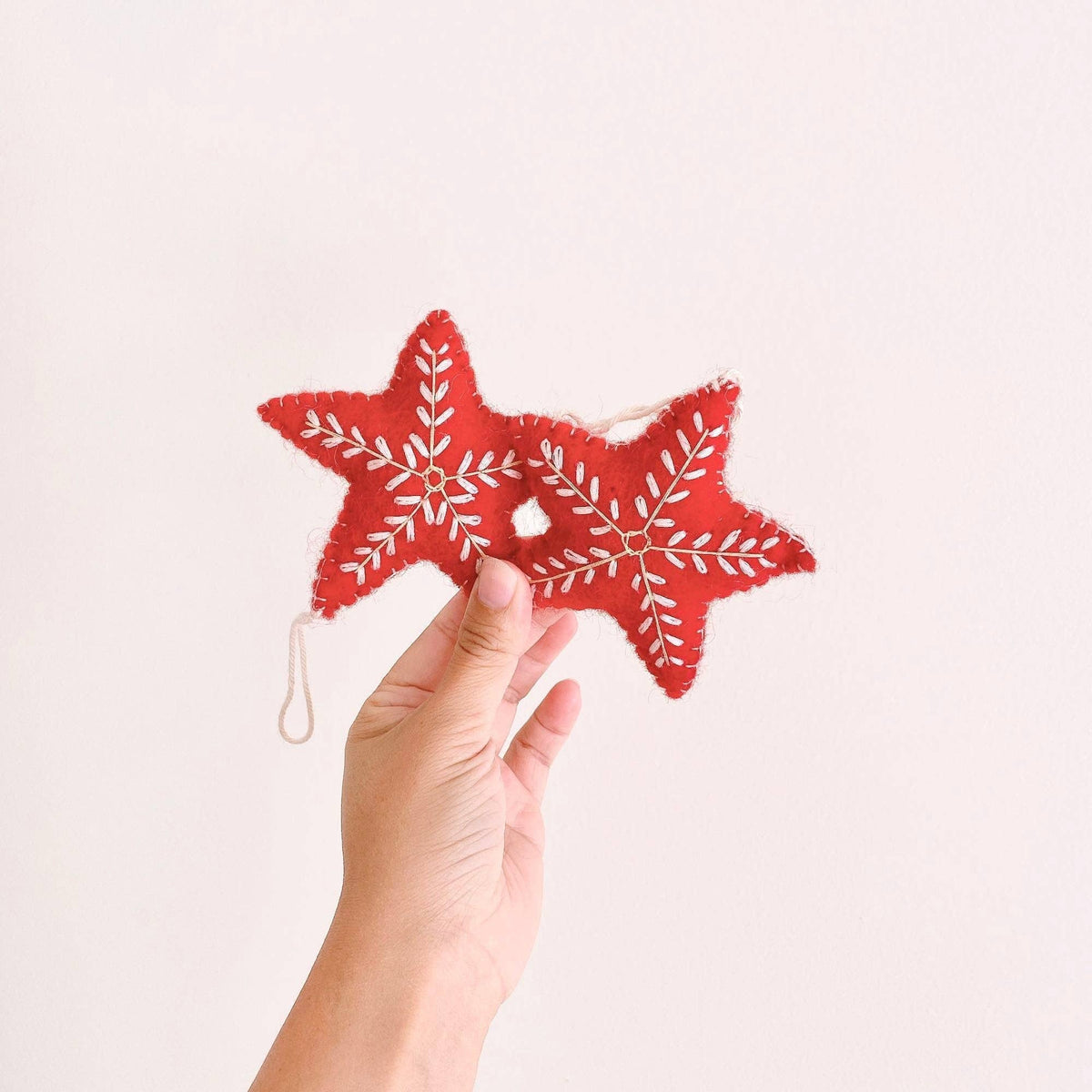 Snowflake Star Christmas Ornament – Handmade Wool Felt Holiday Decor