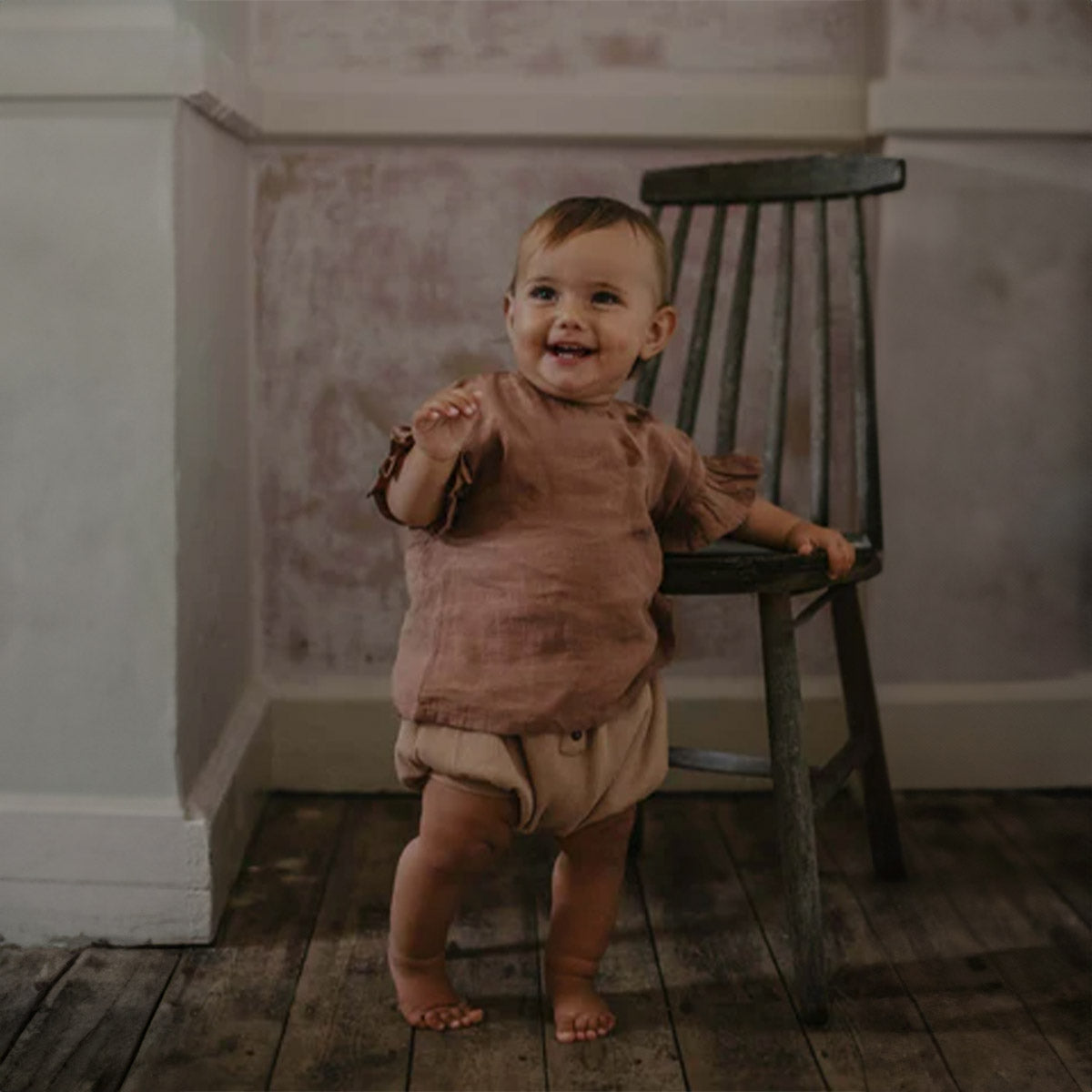 The Frill Linen Top - Cinnamon