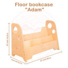 Load image into Gallery viewer, Wood and Hearts Eco-Friendly Natural Wooden Montessori Kids Bookshelf
