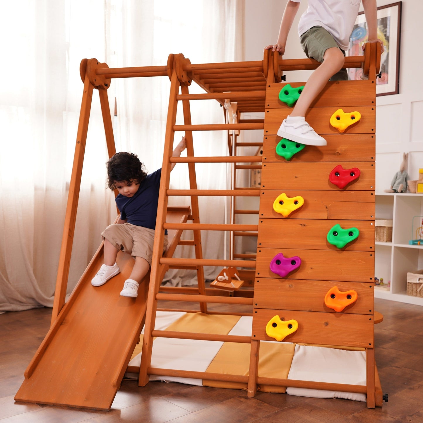 Avenlur Chestnut - 8-in-1 Eco-Friendly Wooden Jungle Gym for Toddlers