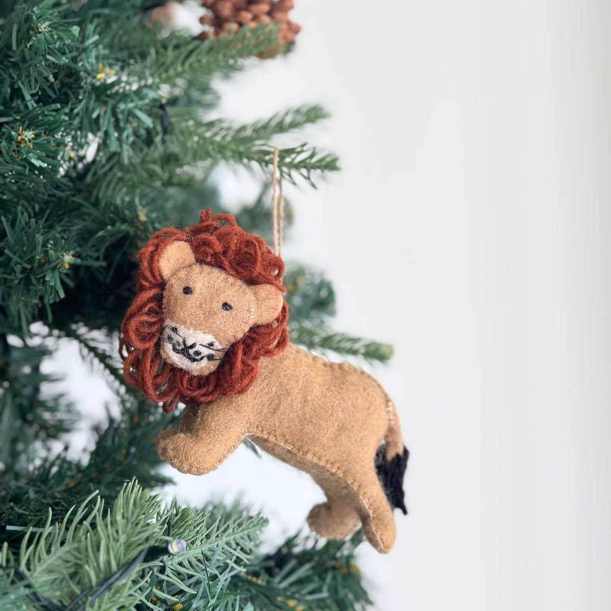 Safari Animals Christmas Ornament Set of 5 – Handmade Wool Felt Holiday Decor