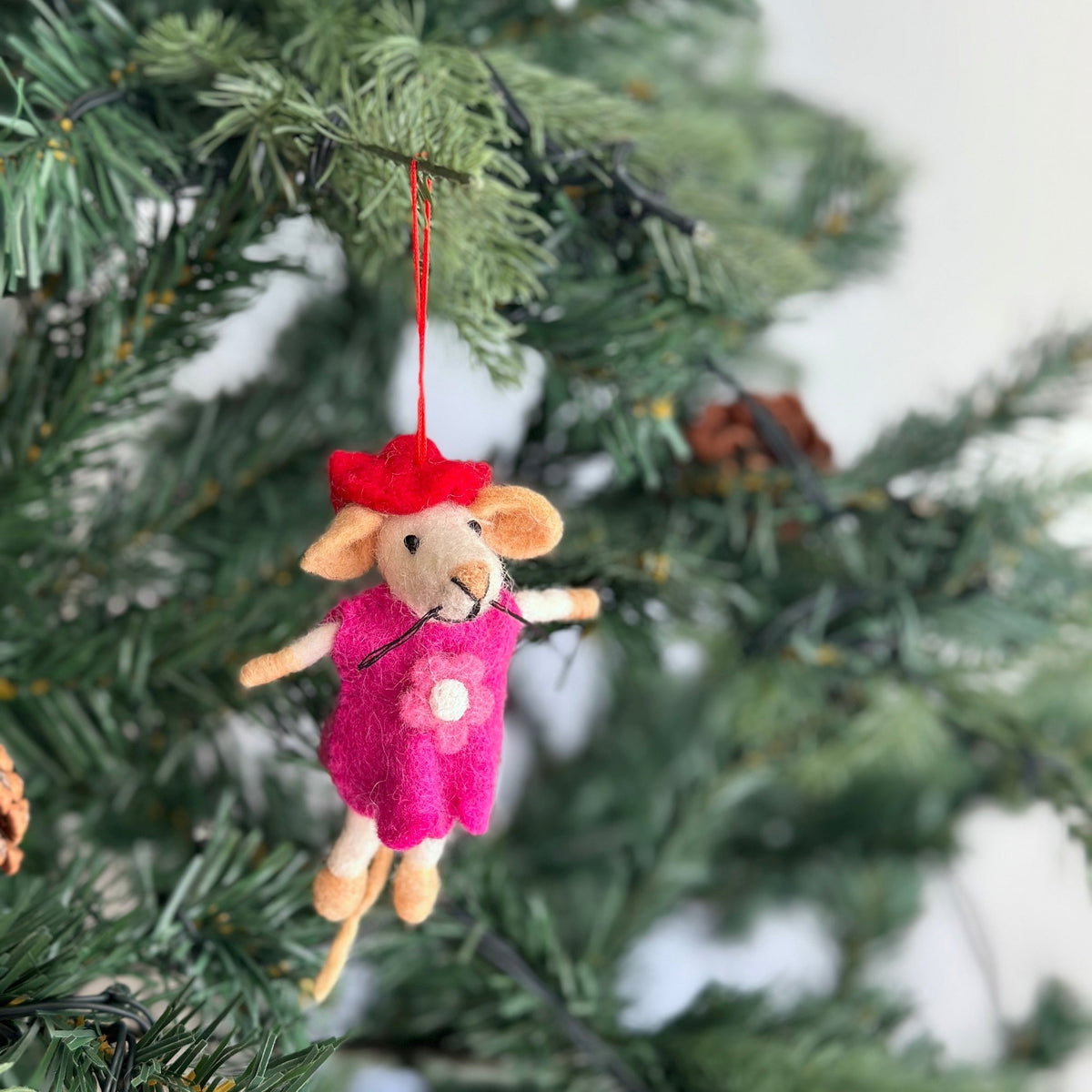 Little Sister & Little Brother Mice Christmas Ornament Set of 2 – Handmade Wool Felt