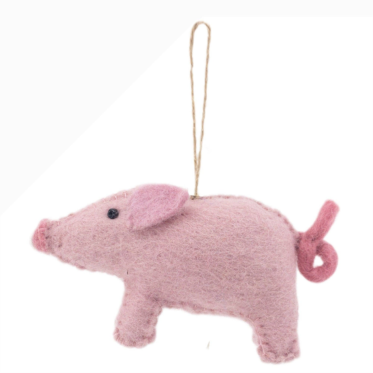 Needle-Felted Pig Ornament – Handmade Wool Felt Holiday Decor
