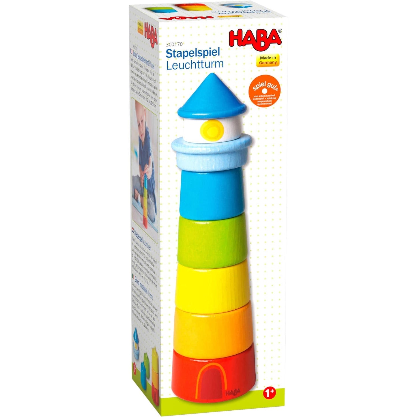 HABA Lighthouse Eco-Friendly Non-Toxic Wooden Rainbow Stacker